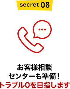 SECRET08 お客様相談センターも準備！トラブル0を目指します